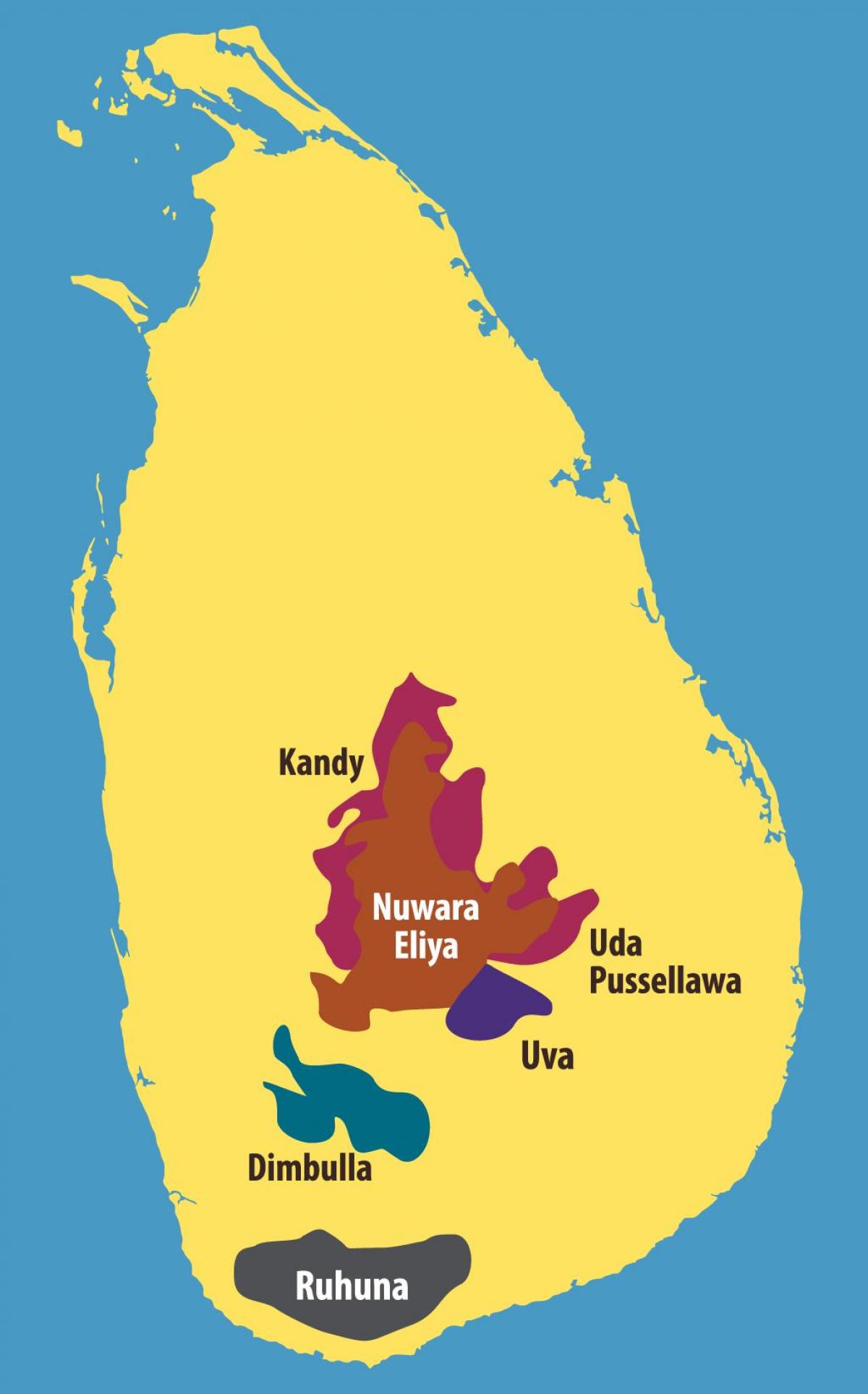 чайные плантации карте Шри-Ланки 