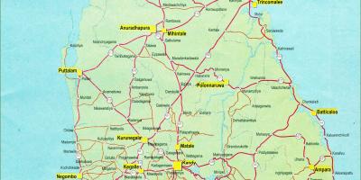 Карта Шри-Ланки на карте с расстоянием