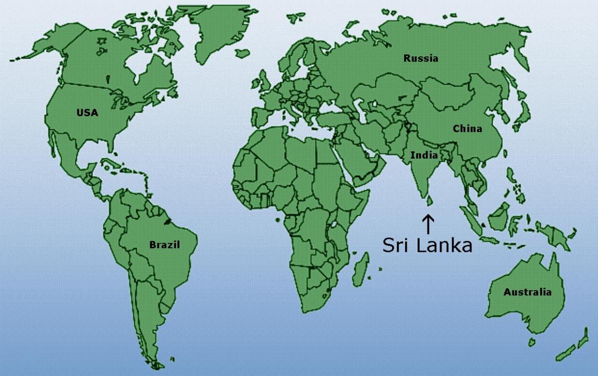 карта мира, показывающая Шри-Ланка