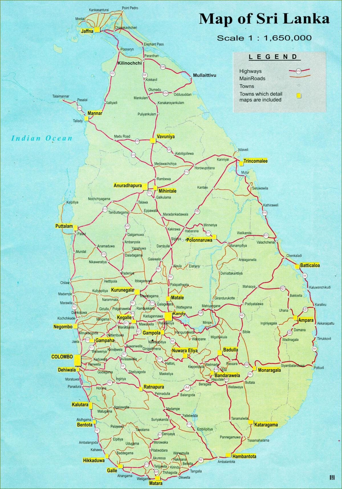 карта Шри-Ланки на карте с расстоянием