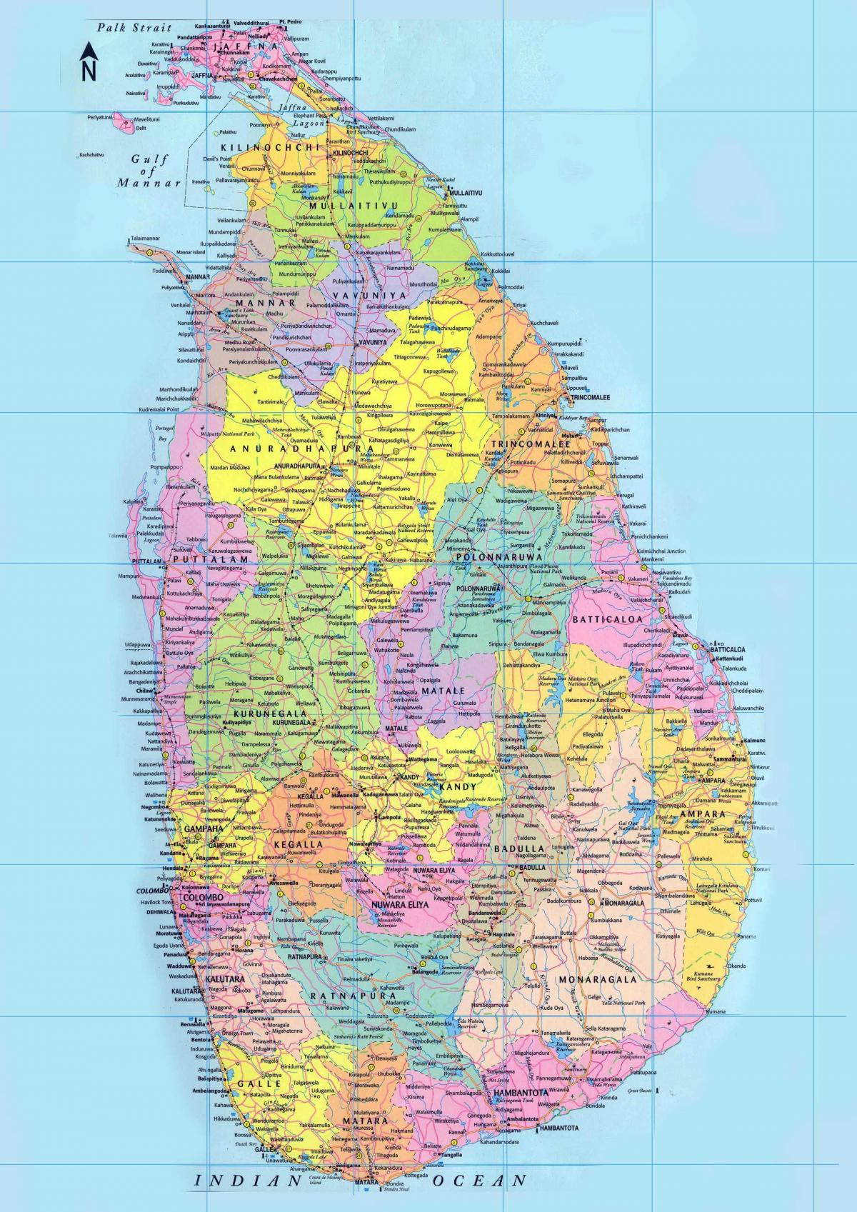 подробная карта Шри-Ланки с дорогами