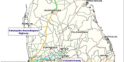 Новая карта автомобильных дорог в Шри-Ланке
