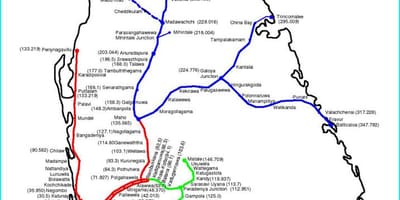 Железнодорожный маршрут карте Шри-Ланки