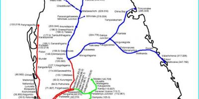 Железнодорожный маршрут карте Шри-Ланки